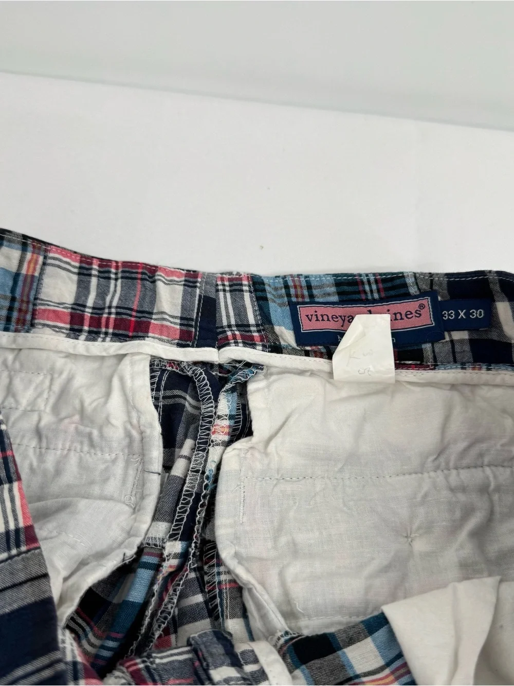 VINEYARD VINES Madras Plaid Pants Mens 31 x 29 Patchwork Multicolor